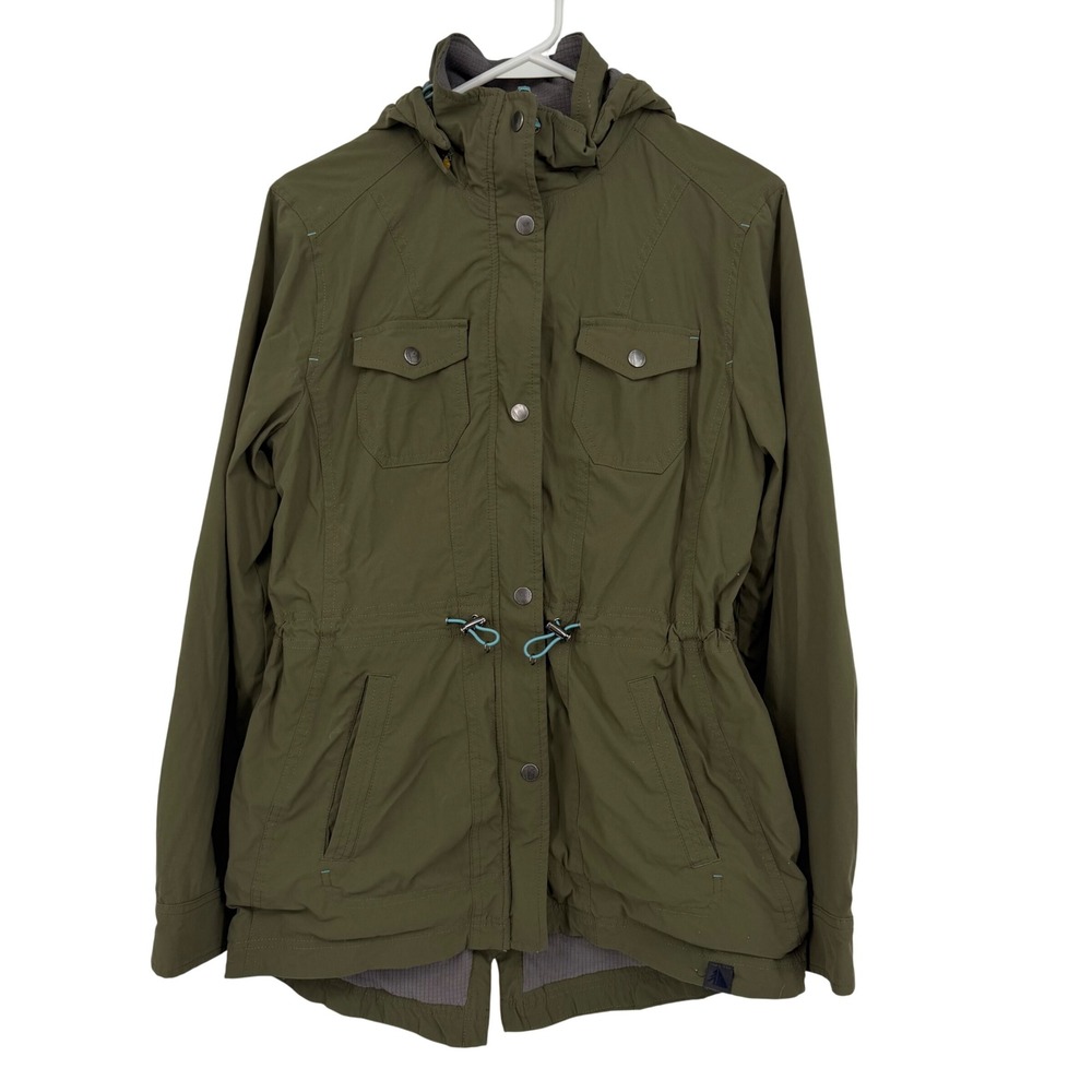 LL Bean Field Jacket Womens Small Olive Green Excellent Hooded Utility Outdoor